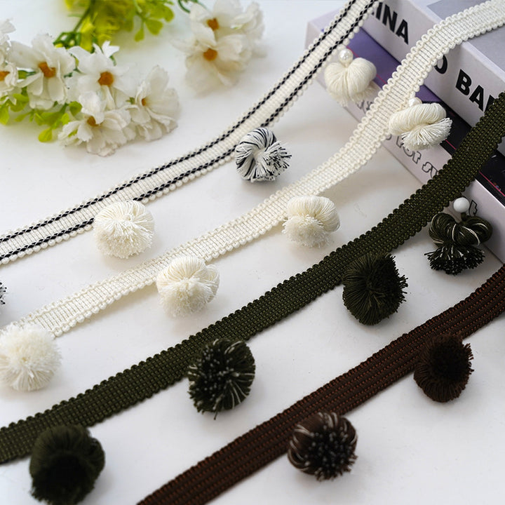 Decorative curtain trim with pompons