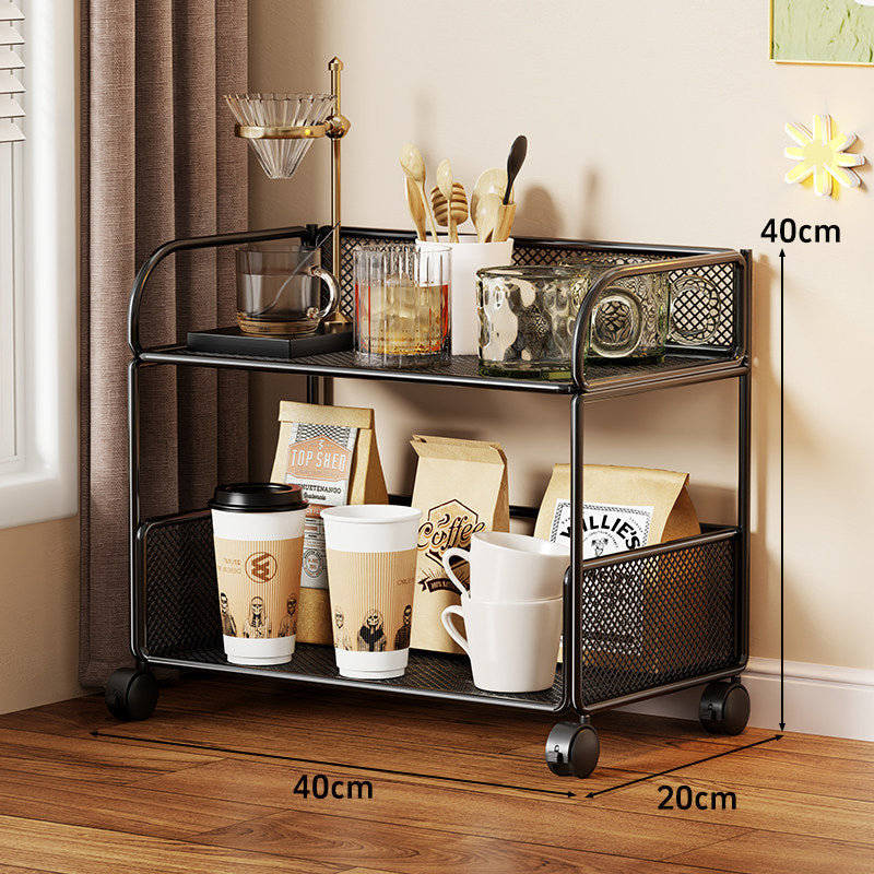 Tiered Metal Mesh Countertop Organizer Shelf with Raised Mesh Sides