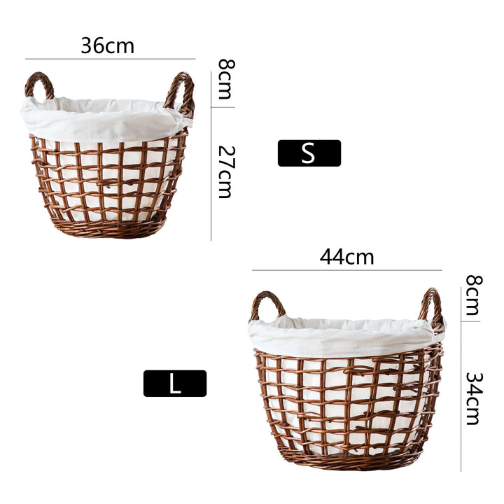 Handcrafted storage basket with cotton lining