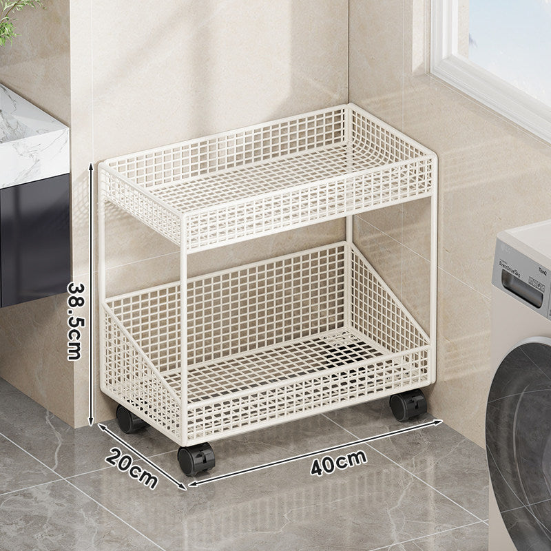 Compact Tiered Metal Mesh Storage Shelf Organizer for Bathroom and Laundry
