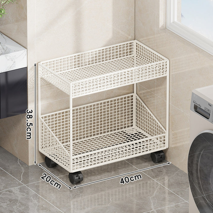 Compact Tiered Metal Mesh Storage Shelf Organizer for Bathroom and Laundry