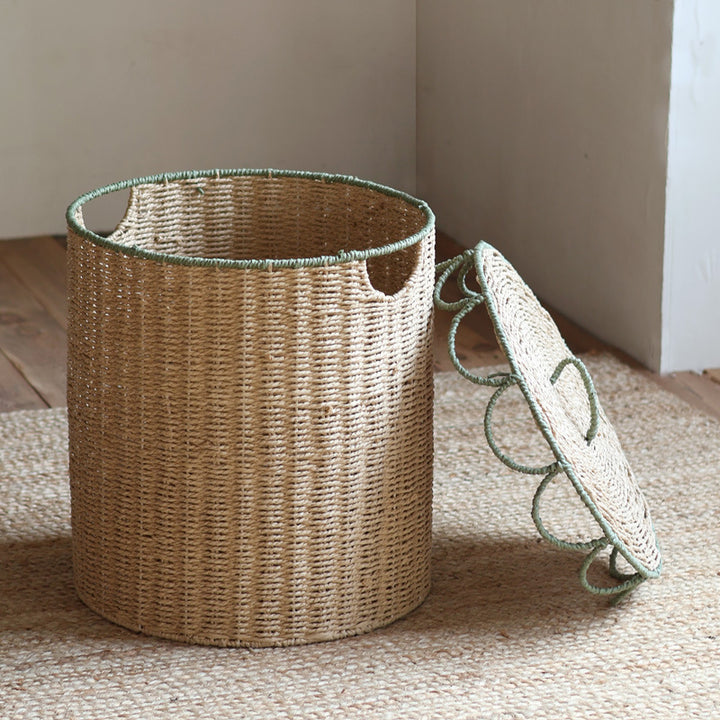 Handmade storage basket with lid