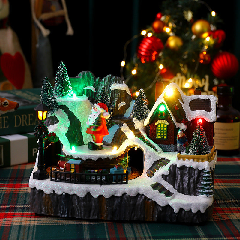 Christmas village with lights