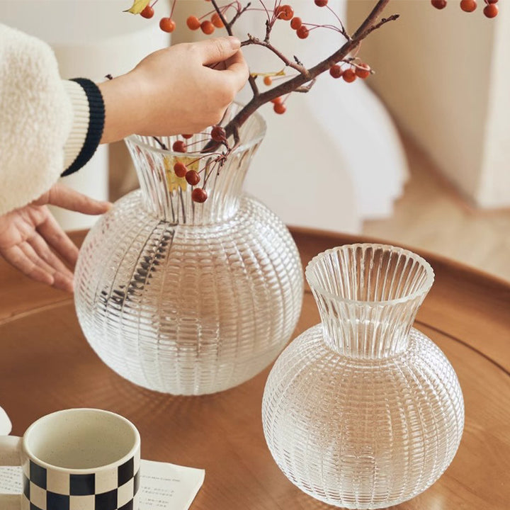 Textured Glass Flower Vase