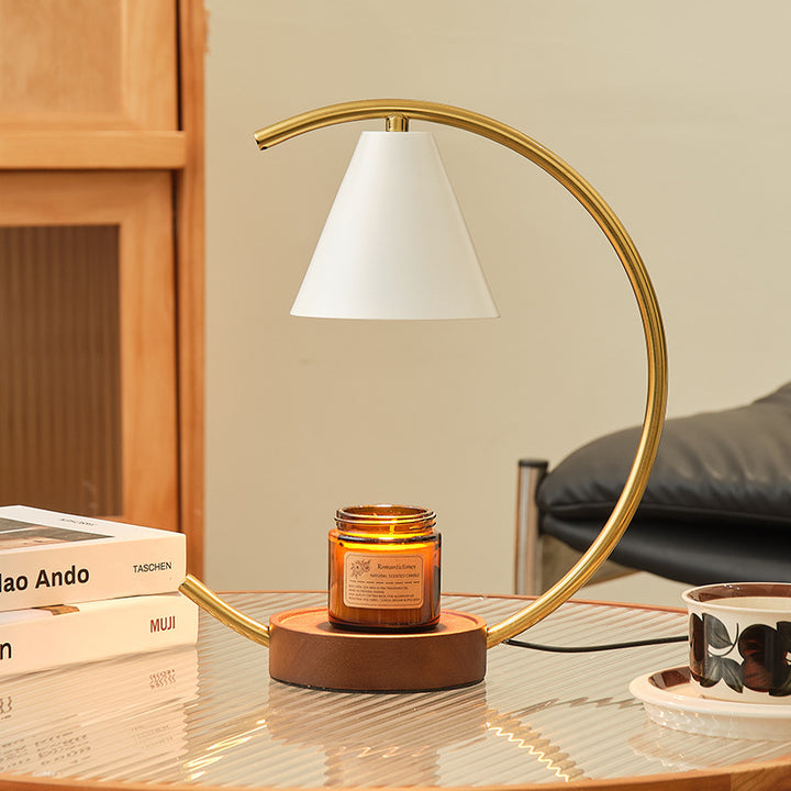 Crescent Arc Table Lamp with Leather Base