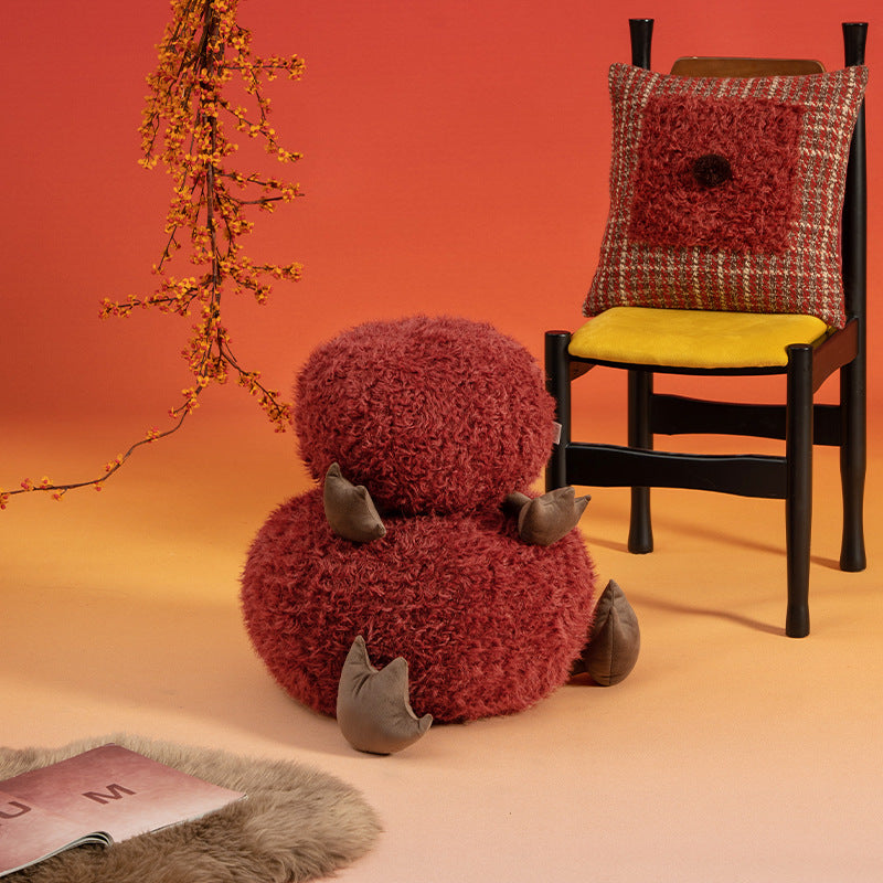 Cozy children's pouf seat with plush cover and decorative animal feet