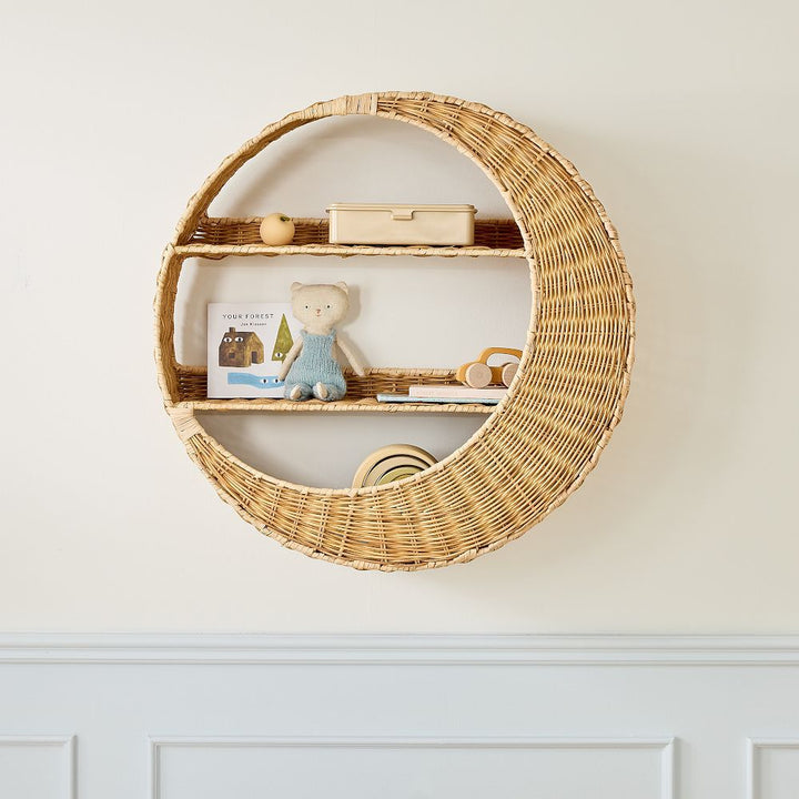 Wall shelf made of handcrafted willow material
