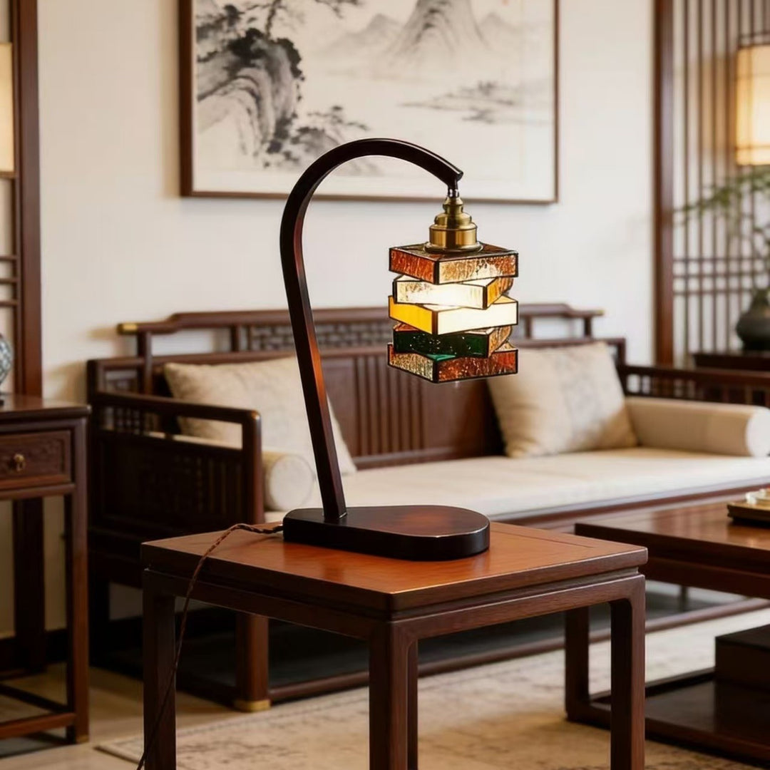 Vintage inspired stained glass table lamp