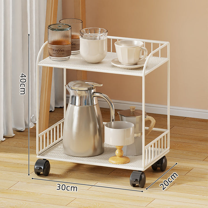 Compact Two-Shelf Mobile Kitchen & Home Service Trolley with Perforated Metal Shelves