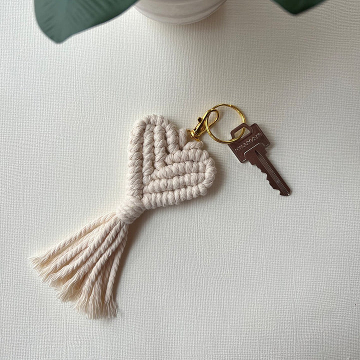 Macrame Heart Keychain Holder