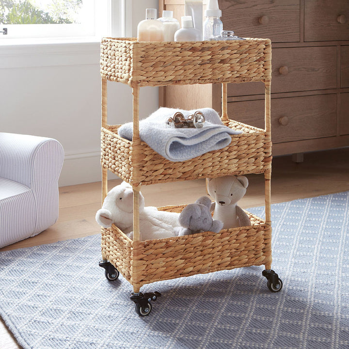 Mobile storage cart made of natural fabric