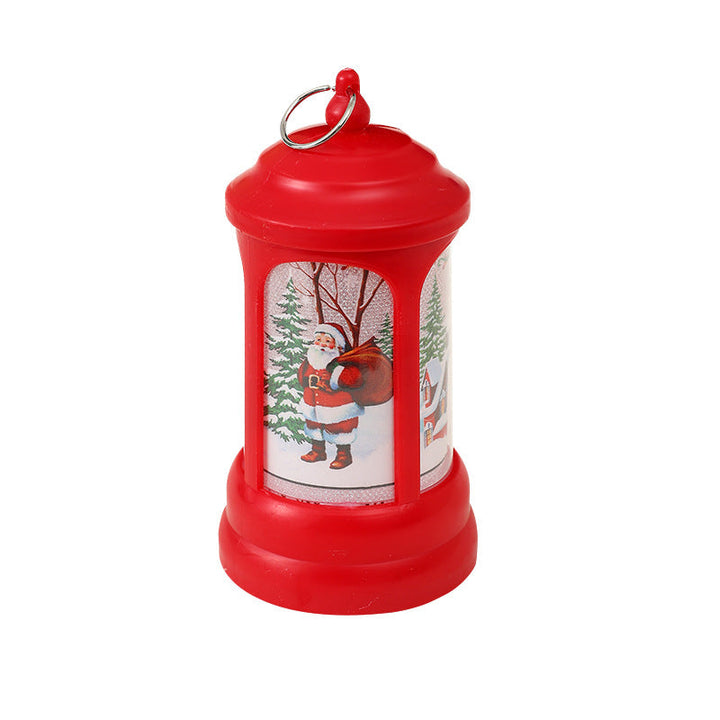 Nostalgic Christmas lantern with glowing Santa Claus motif