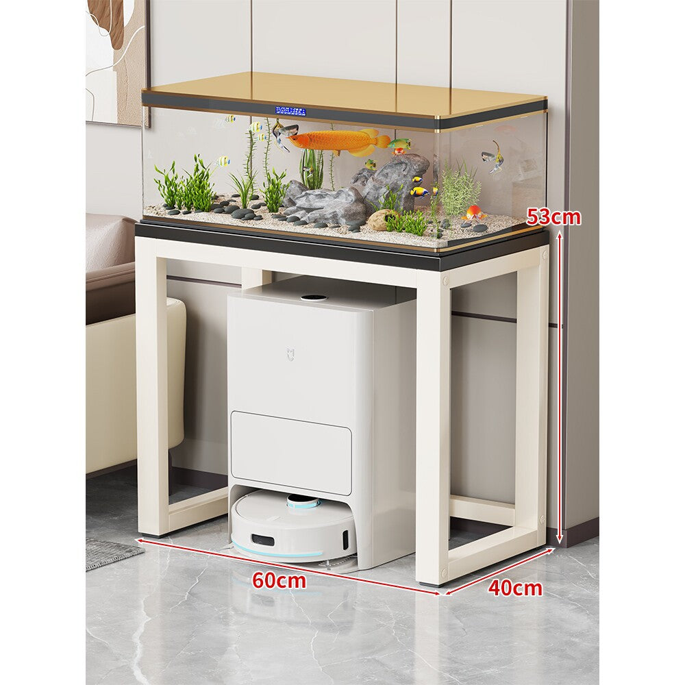 Modern Metal Frame Aquarium Console Table with Integrated LED Hood