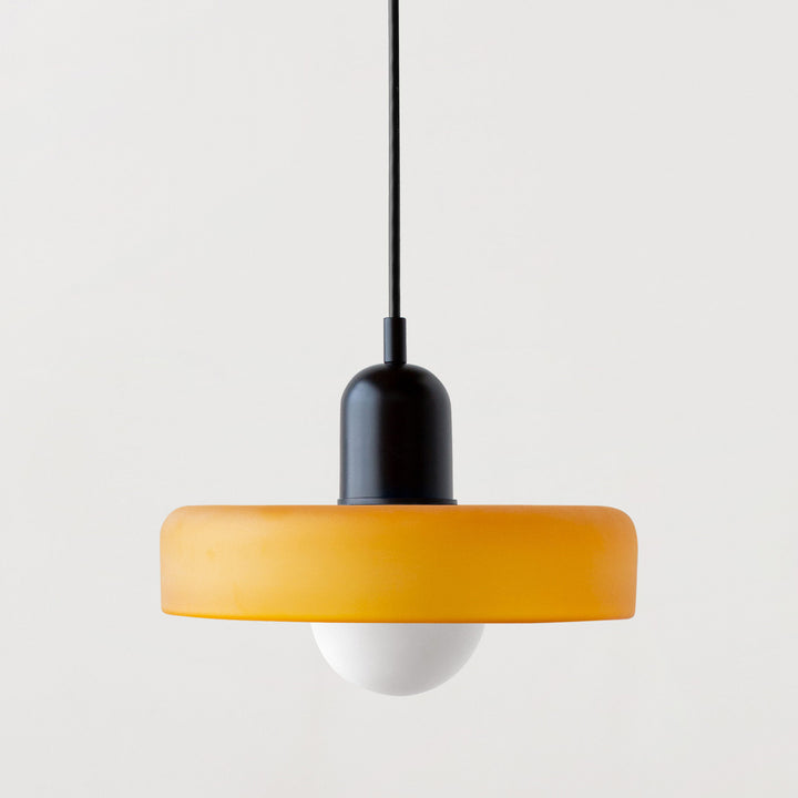 Minimalistic ceramic pendant lamp with layered bell shade