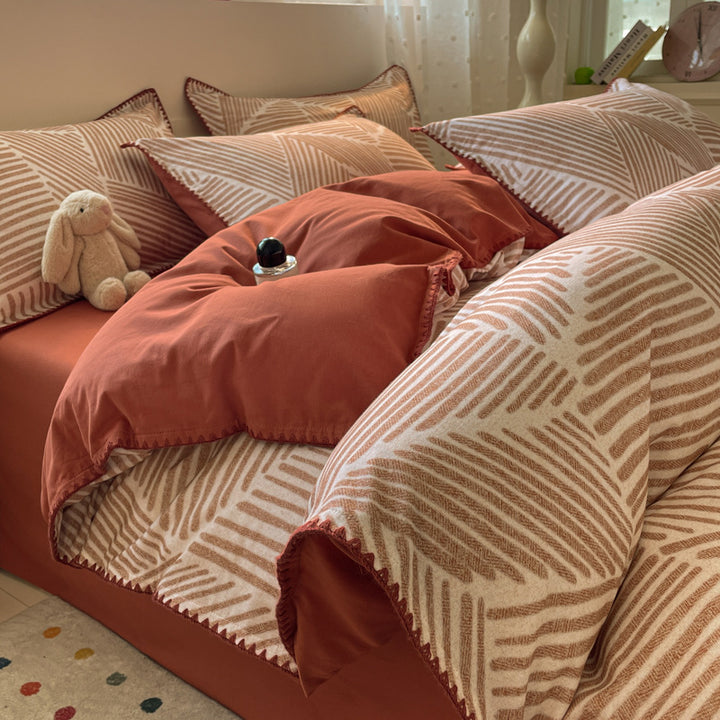 Textured Geometric Pattern Bedding Set