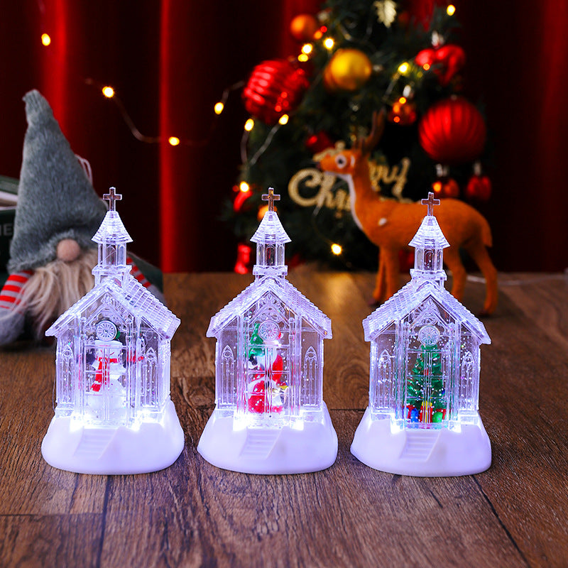 Decorative Christmas lantern with snowman scene