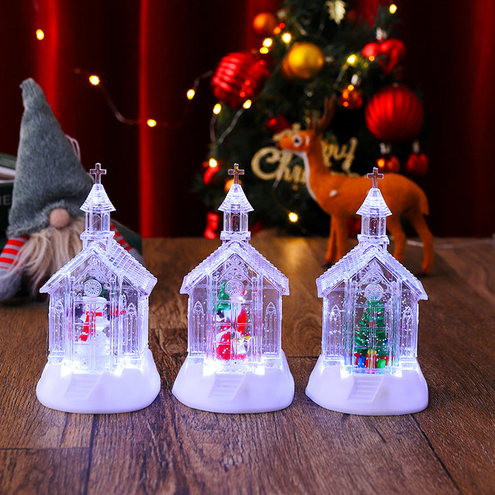 Decorative Christmas lantern with snowman scene