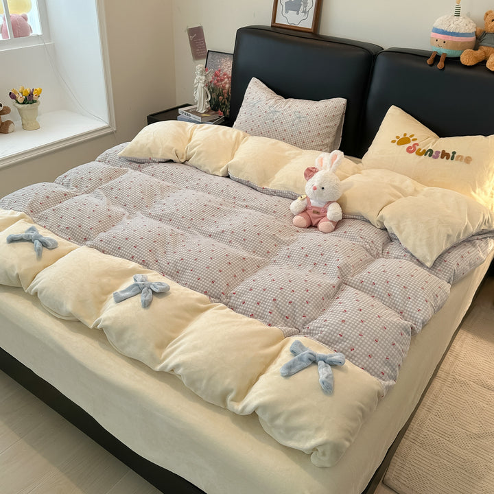 Soft Flannel Checkered Duvet Cover Set