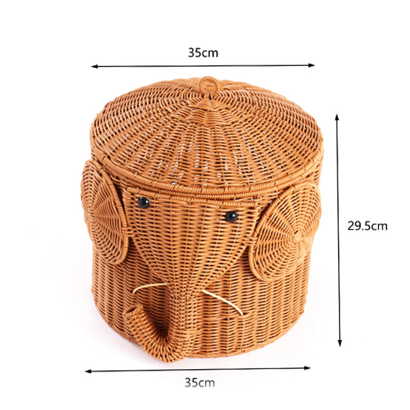 Elephant-Shaped Woven Storage Basket