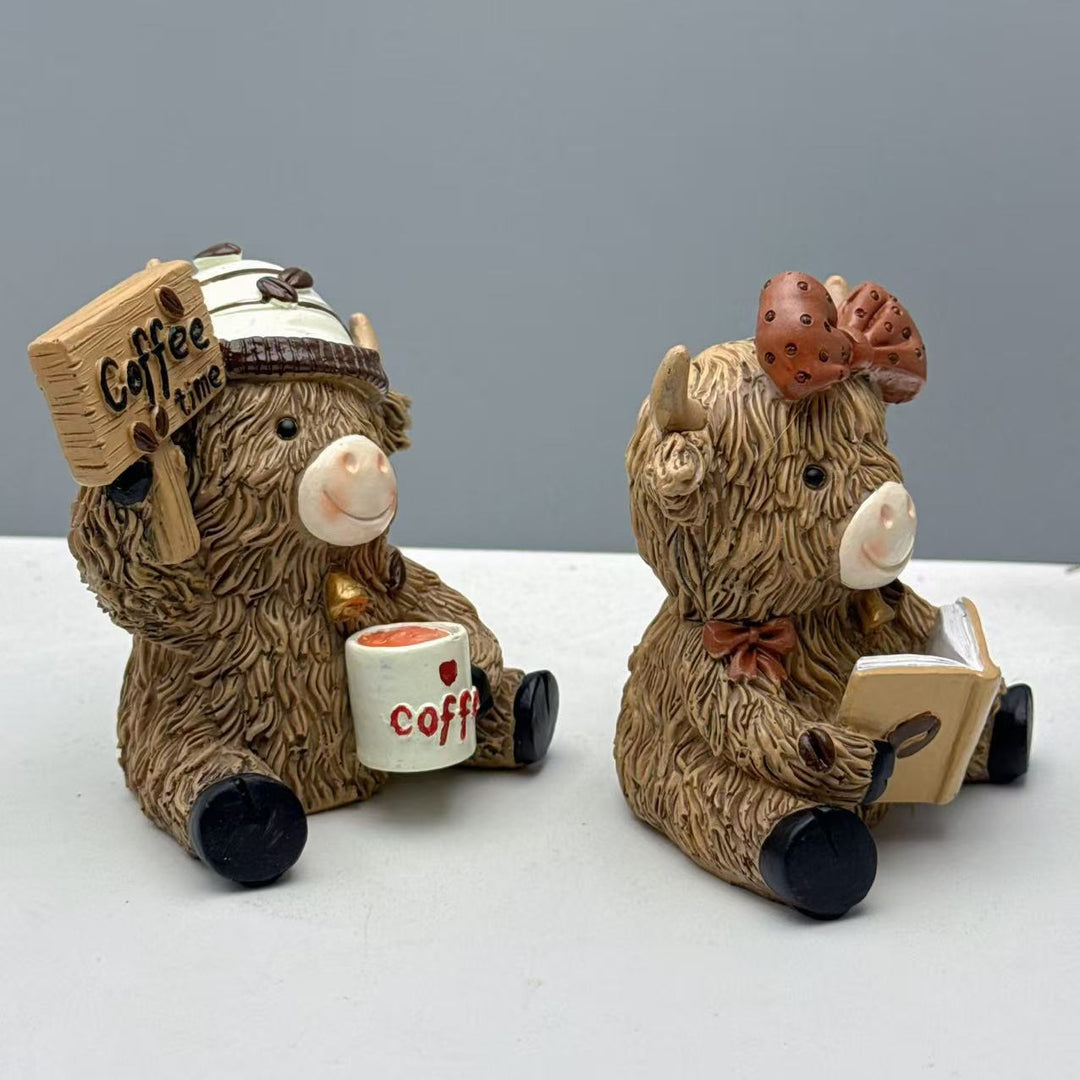 Decorative Highland Cattle Coffee Figure