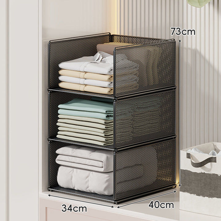 Perforated Steel Fabric Storage Basket with Raised Sliding Base