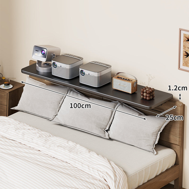 Headboard-Mounted Floating Bedside Shelf for Projectors and Devices