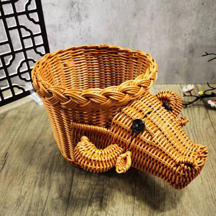 Decorative Woven Dog-Shaped Storage Basket