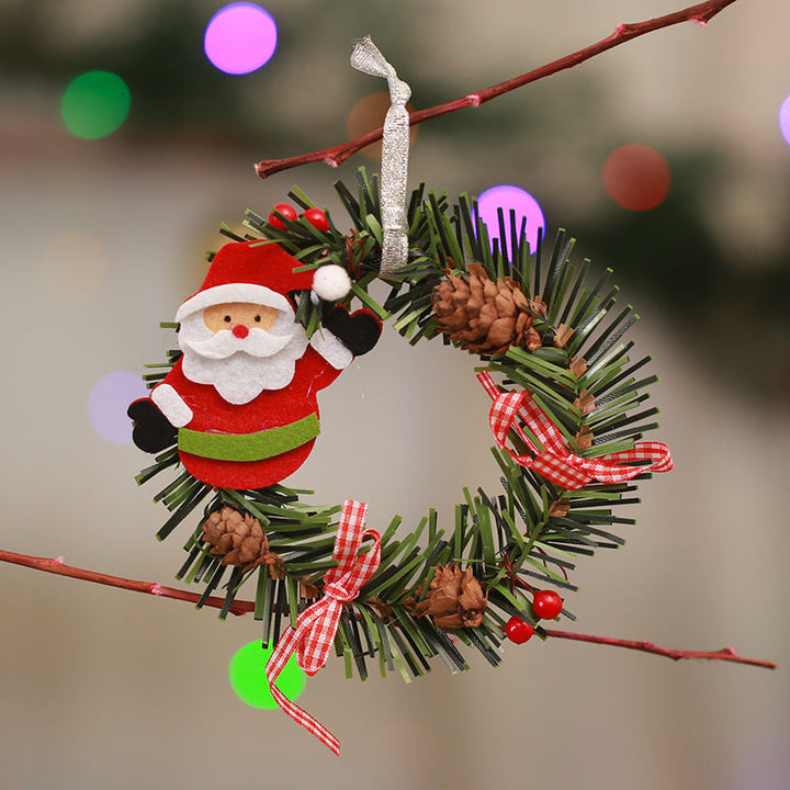 Festive Pine Cone Wreath with Reindeer Decoration