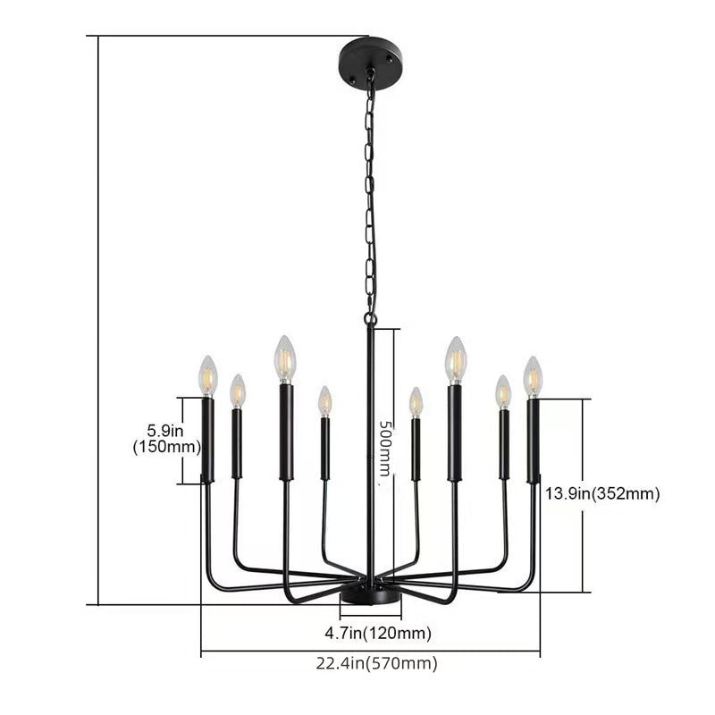 More modern industrial multi-armed minimalist candle holder chandelier pendant light
