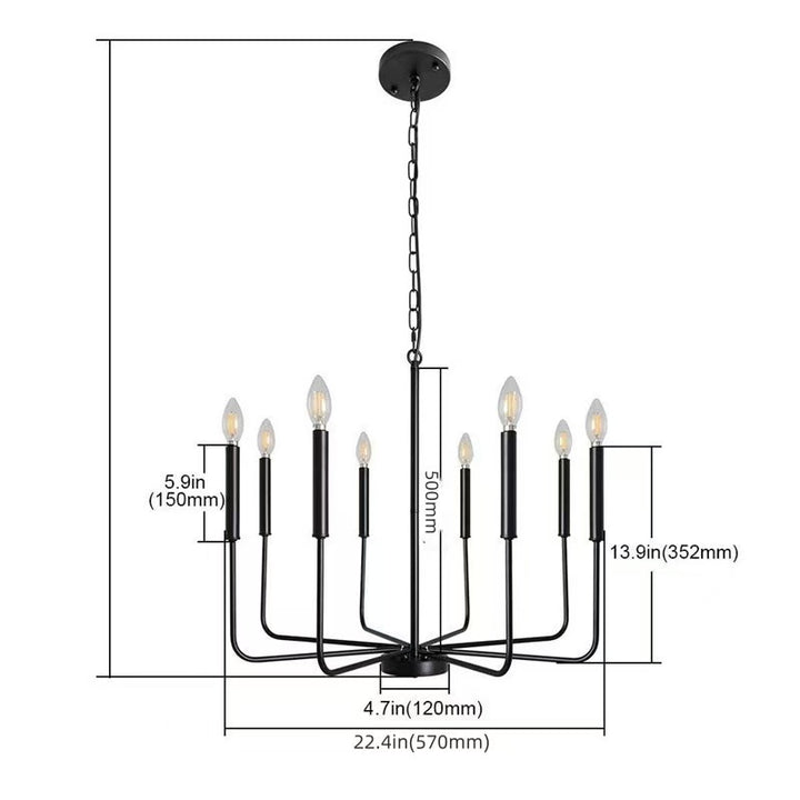 More modern industrial multi-armed minimalist candle holder chandelier pendant light