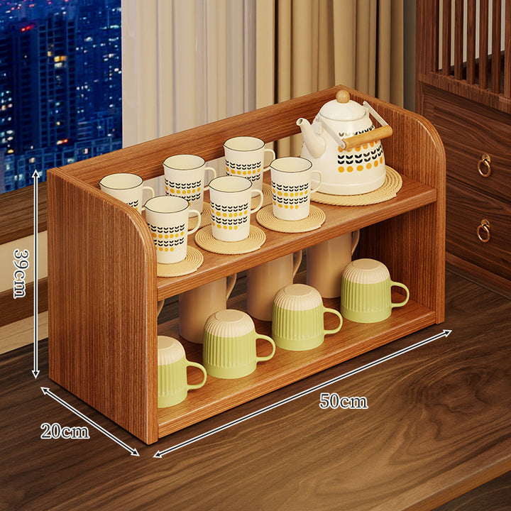 Three-Tier Wooden Cup and Mug Organizer Display Shelf for Countertop