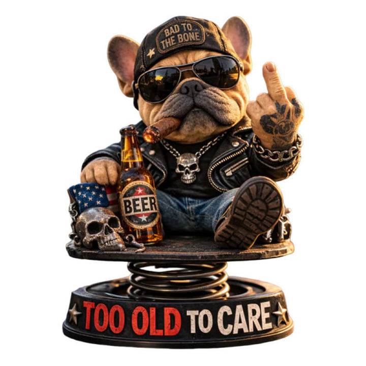 Decorative bulldog figure in rocker style