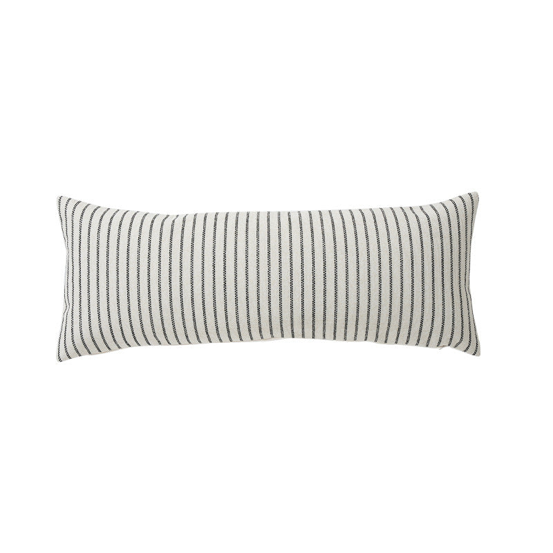 Long decorative lumbar roll made of textured linen fabric
