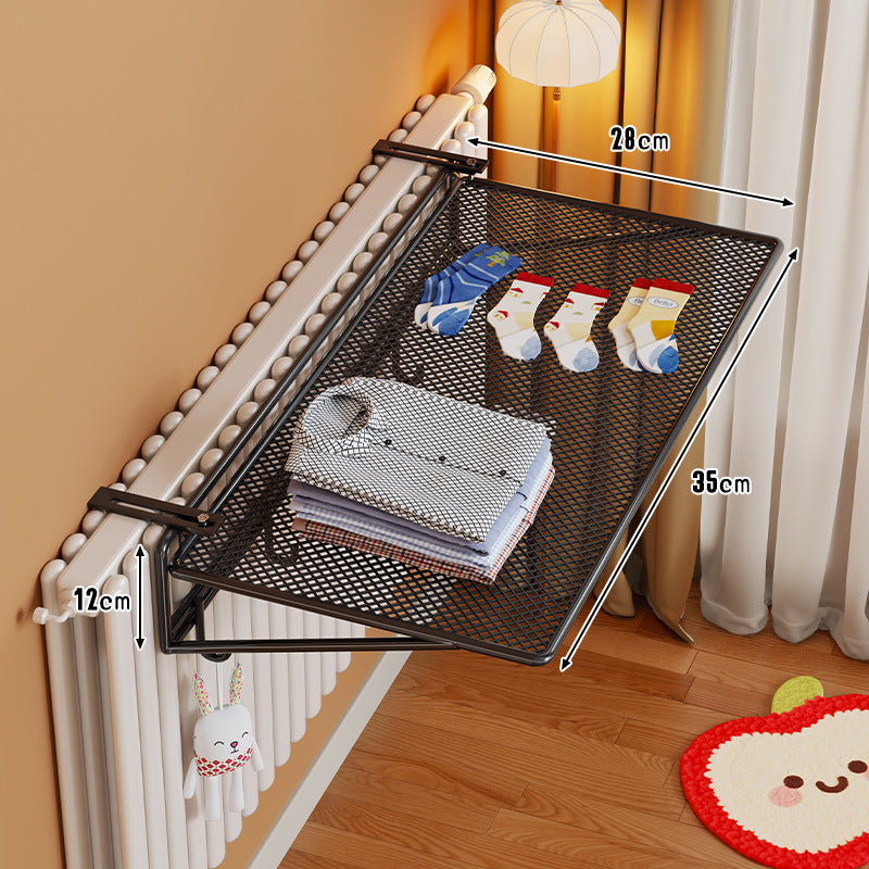 Radiator-Mounted Foldable Mesh Drying Shelf