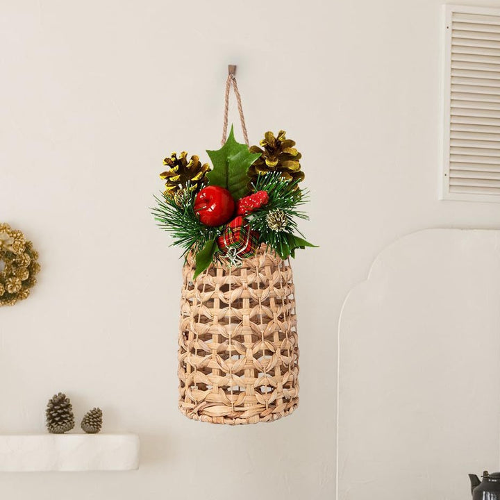 Handwoven basket with suspension device