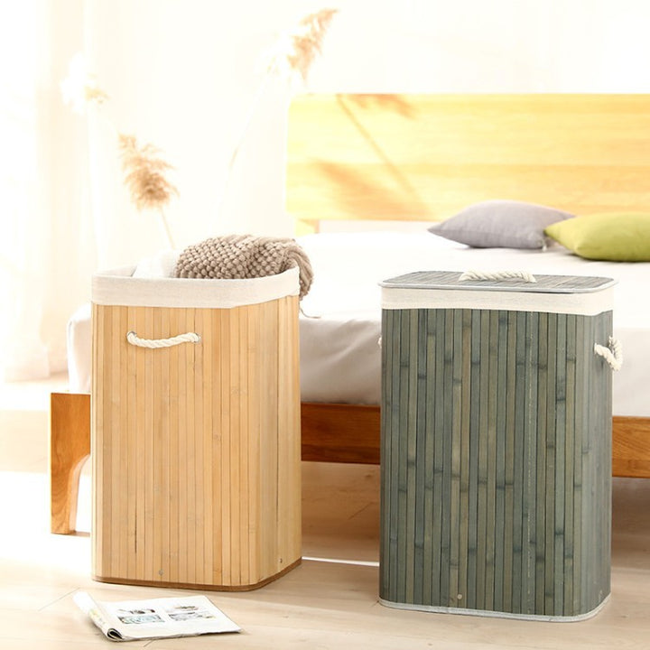 Elegant Laundry Basket Made of Bamboo with Practical Lid