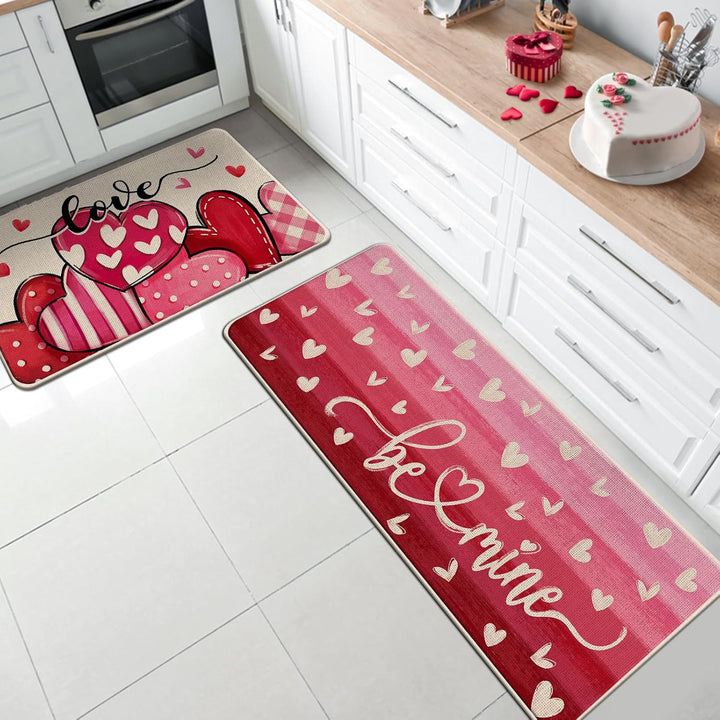 Heart-Themed Kitchen Runner Mat