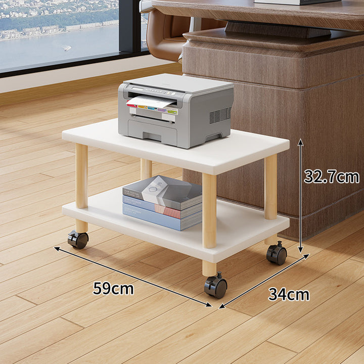 Compact Mobile Tiered Wooden Printer Stand with Swivel Casters