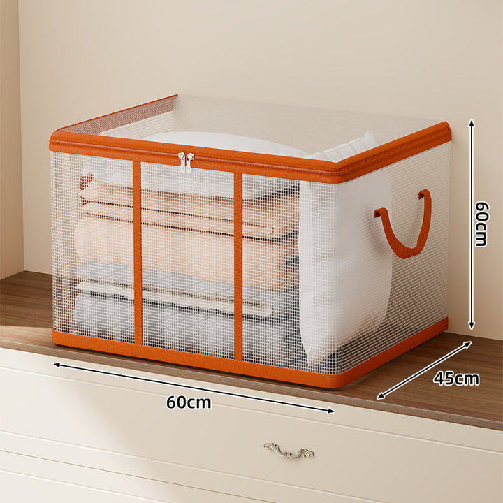Breathable Mesh Zippered Foldable Storage Container with Reinforced Handles