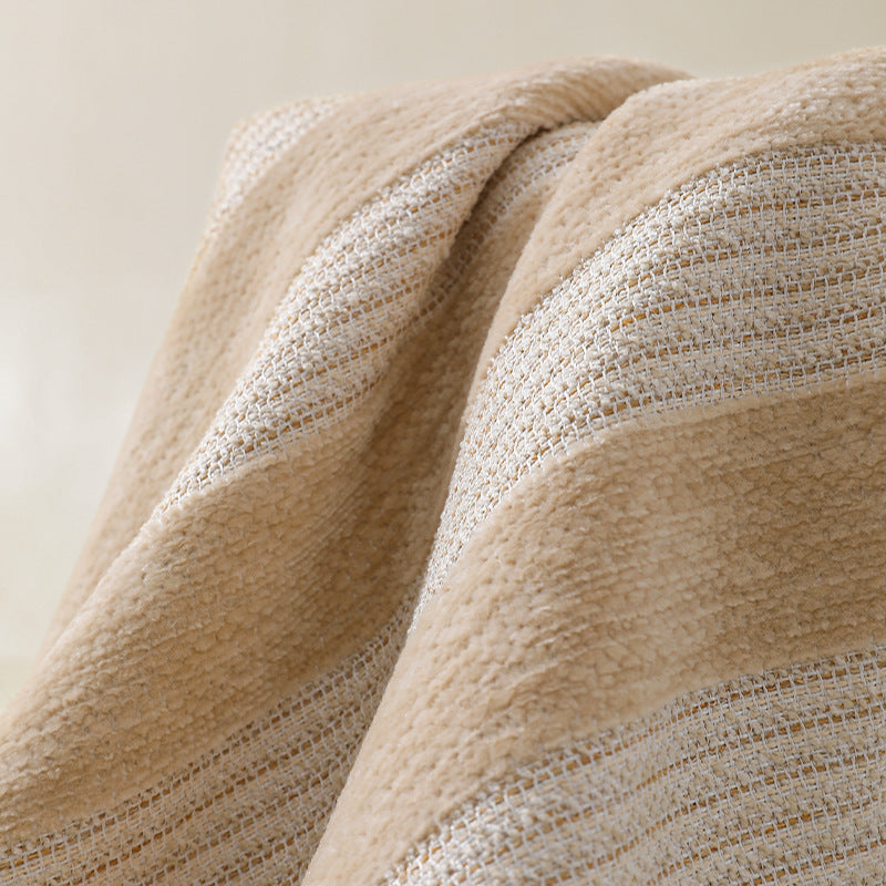Square cushion cover made of woven cotton blend with fine stripe structure and concealed zipper