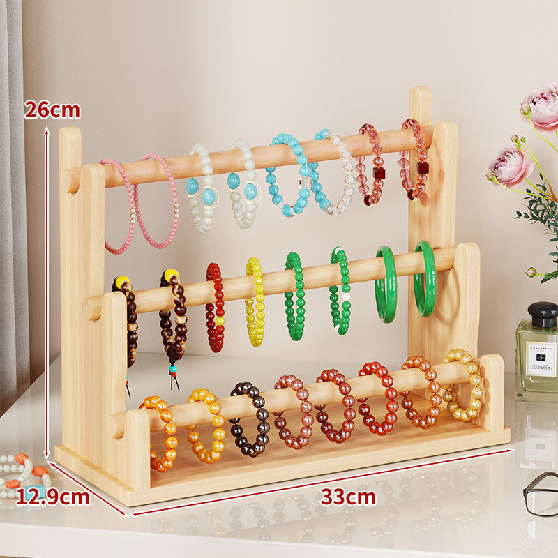 Two-Tier Wooden Bracelet and Bangle Display Stand Organizer