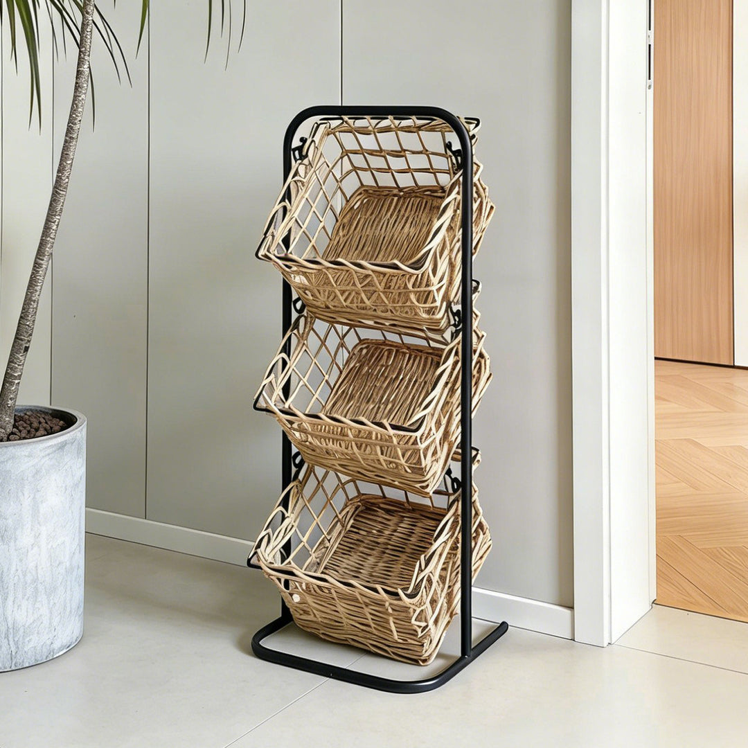 Wall system with three braided baskets