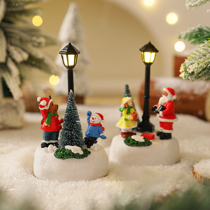 Illuminated Christmas figure with Christmas tree