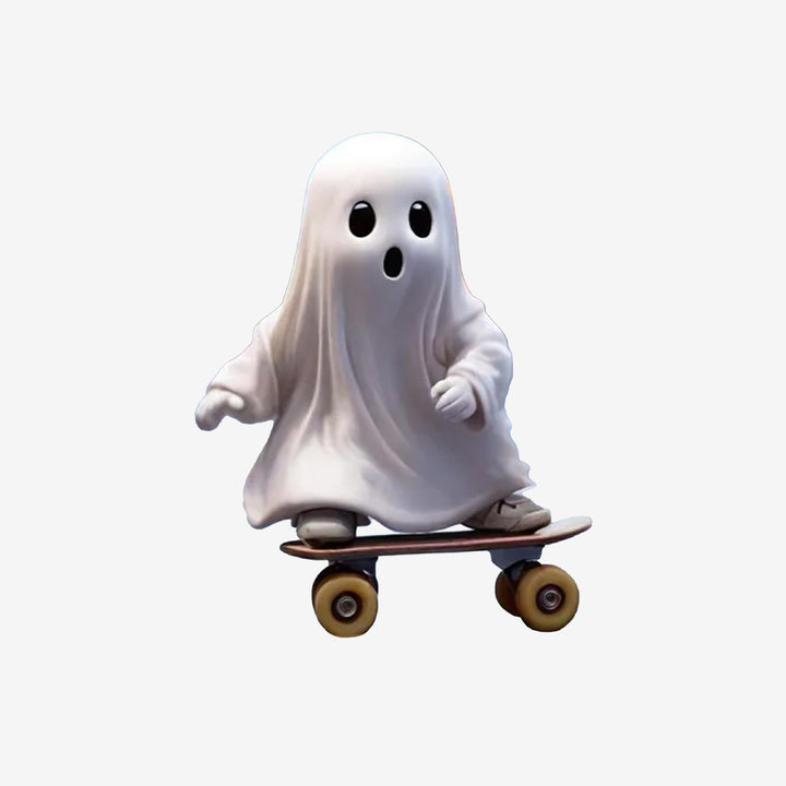Decorative skateboard ghost figure