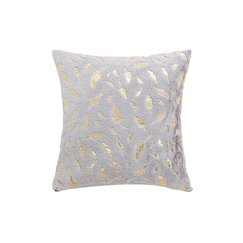 Textured Feather Print Throw Pillow