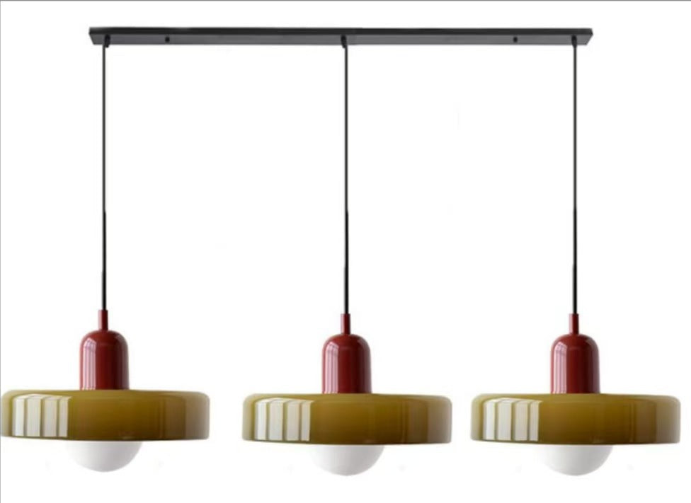Minimalistic ceramic pendant lamp with layered bell shade