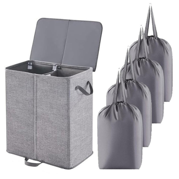 Laundry container with separating compartments