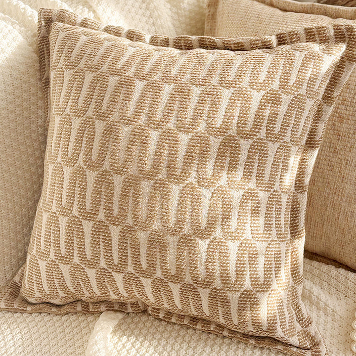 Embroidered Leaf Pattern Decorative Pillow