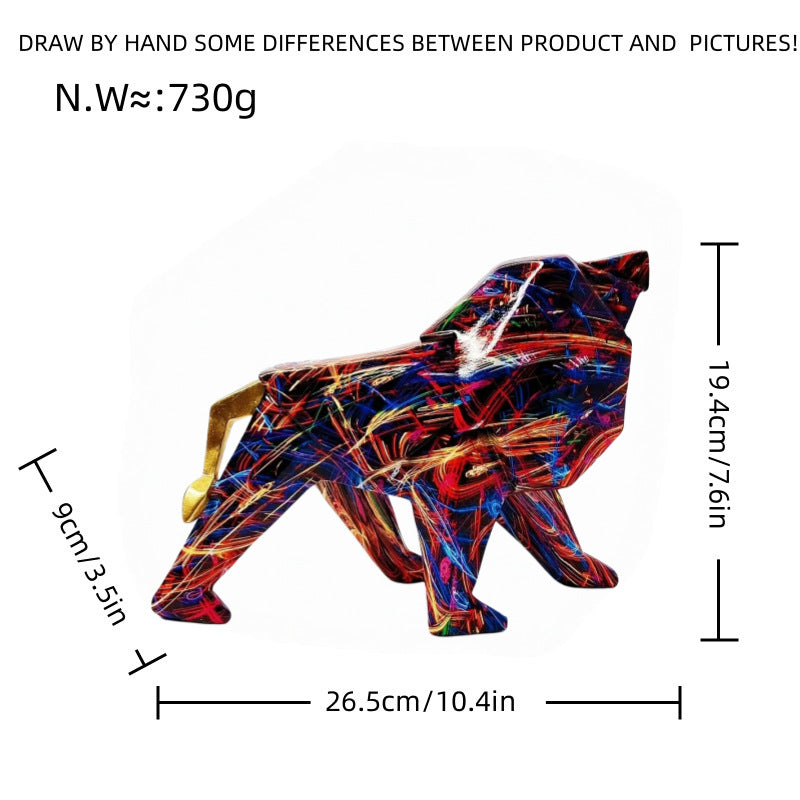Colorful lion figure made of high-quality resin