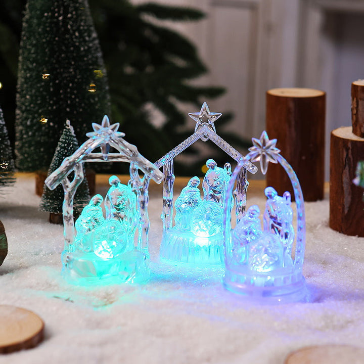 Illuminated Christmas nativity scene with LED effects